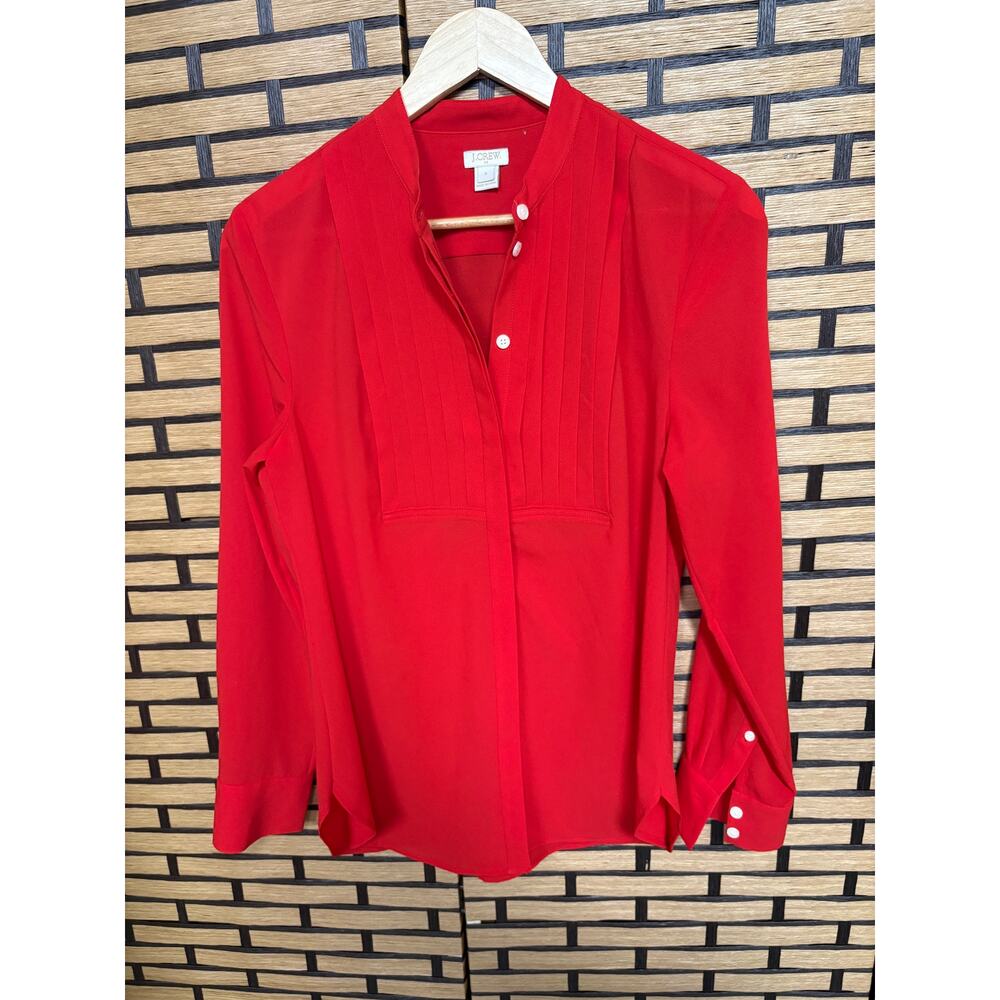 J. Crew Red Button Front Blouse Size Small